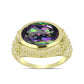 Inel din Argint 925 Placat cu Aur ( 6.63 grame ) cu Topaz Mistic Verde 5.18 Carate
