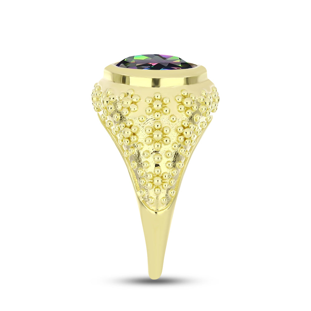 Inel din Argint 925 Placat cu Aur ( 6.63 grame ) cu Topaz Mistic Verde 5.18 Carate 4 