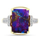 Inel din Argint 925 Placat cu Aur ( 3.67 grame ) cu Turcoaz de Cupru Violet și Topaz Alb 6.8 Carate