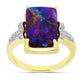 Inel din Argint 925 Placat cu Aur ( 3.67 grame ) cu Turcoaz de Cupru Violet și Topaz Alb 6.8 Carate