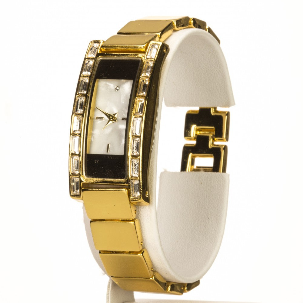 Ceas din Aliaj Placat cu Aur cu Cristal Alb Emporia® 1 