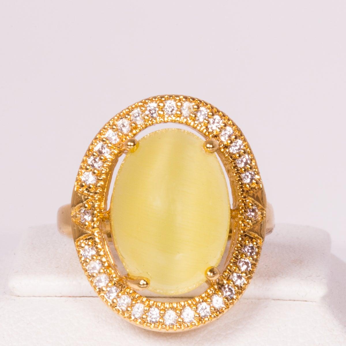 Inel cu Cristal Alb Emporia® din Aliaj Placat cu Aur - Galeria de Bijuterii