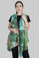 Eșarfă-Șal din Mătase 100% Autentică, 90cm x 180cm, Model Pictură Fermă, Verde - Galeria de Bijuterii