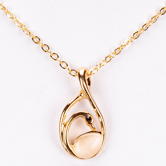 Set din Aliaj Placat cu Aur cu Cristal Alb Emporia® ( Colier+Cercei+Pandantiv )