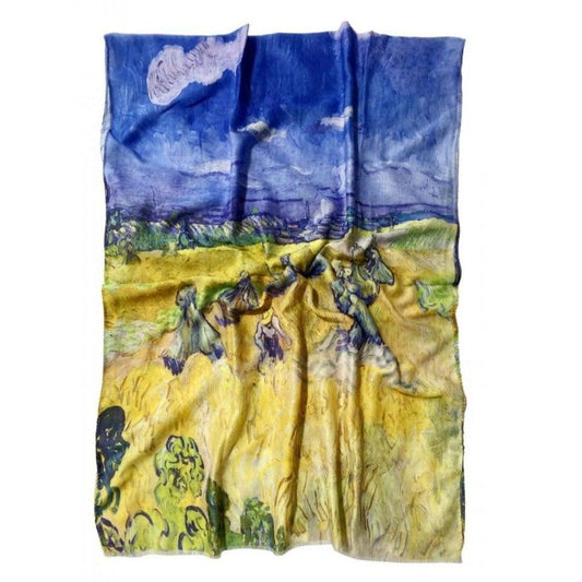 Eșarfă-Șal din Bumbac, 70 cm x 180 cm, Van Gogh – Haystacks - Galeria de Bijuterii