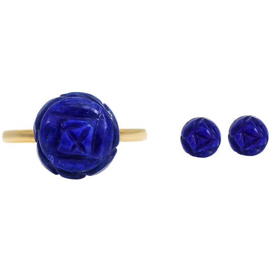 Set din Argint 925 Placat cu Aur ( 2.77 grame ) cu Lapis Lazuli 10.34 Carate