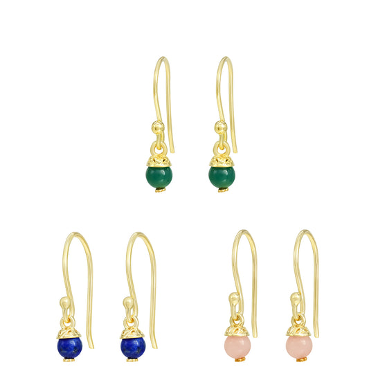 Set din Argint 925 Placat cu Aur ( 2.89 grame ) cu Onix Verde și Lapis Lazuli 3.37 Carate