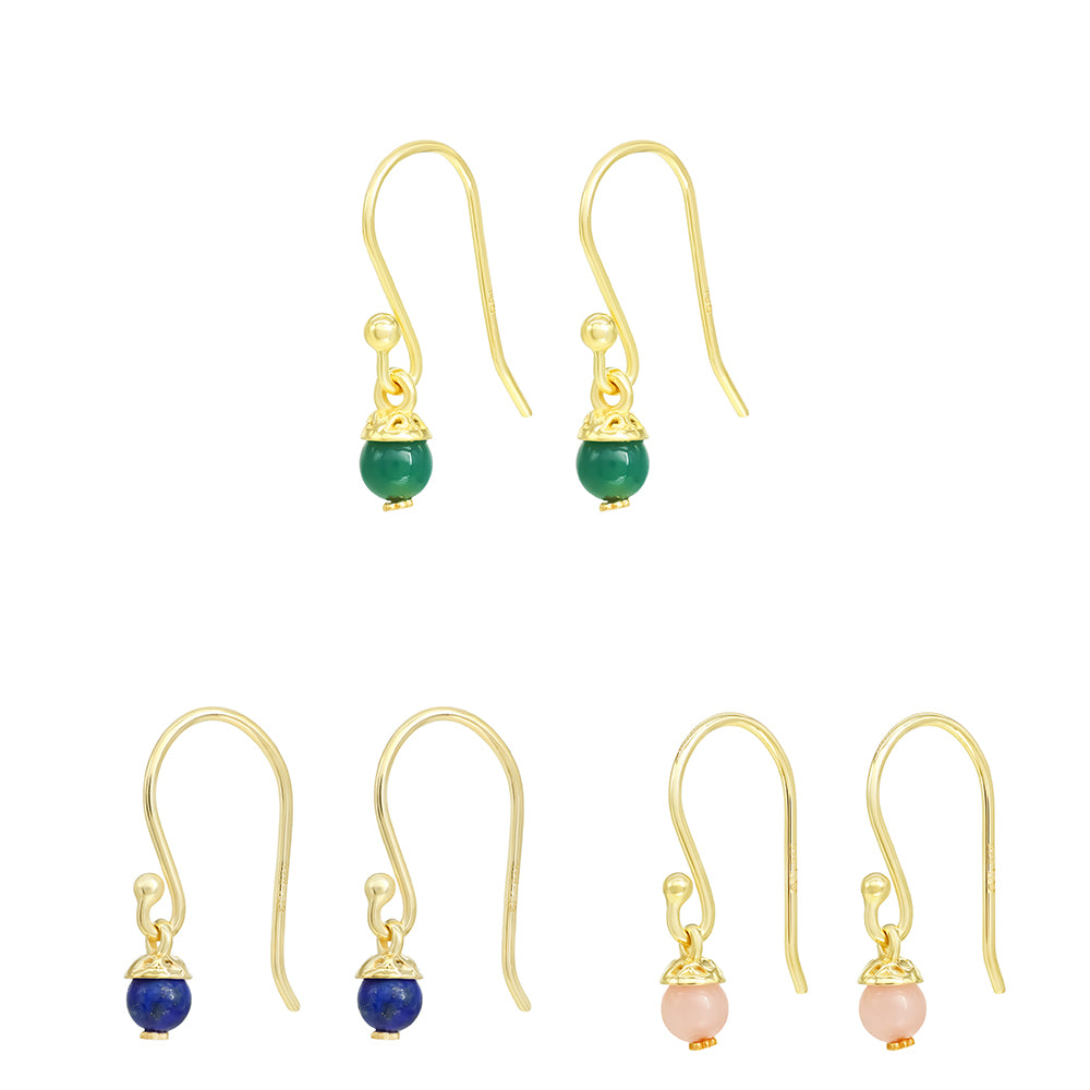 Set din Argint 925 Placat cu Aur ( 2.89 grame ) cu Onix Verde și Lapis Lazuli 3.37 Carate 1 