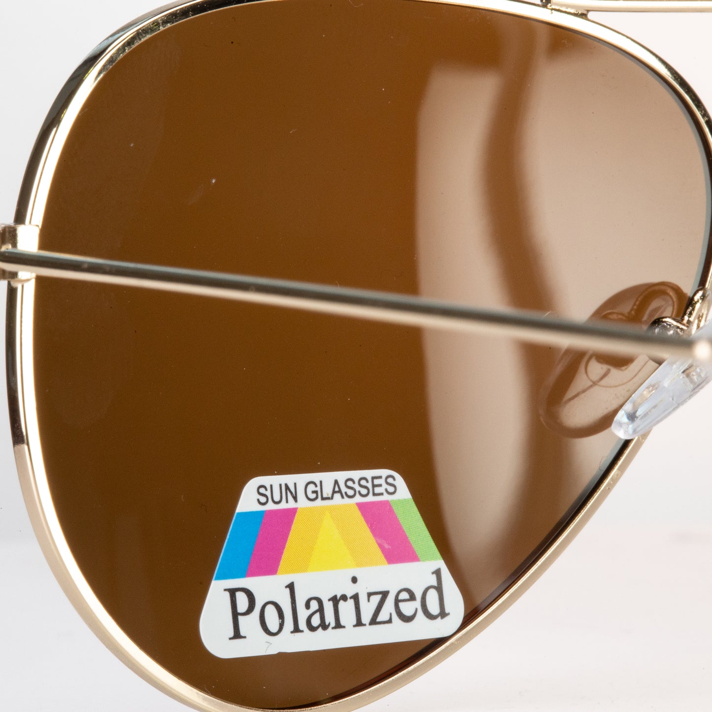 Emporia Italy - Ochelari de Soare polarizați cu filtru UV, seria Aviator "DESERT ", cu husă și lavetă de curățare, lentile maro deschis, ramă aurie.