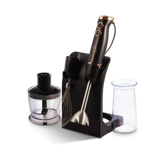 Set cu Blender Vertical și Tocător cu 5 piese Berlinger Haus Haus cu suport, colecția Black Rose
