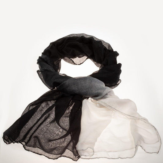 Eșarfă la Modă, 100% Viscoză, 180 cm x 85 cm, NEGRU ȘI ALB - Galeria de Bijuterii