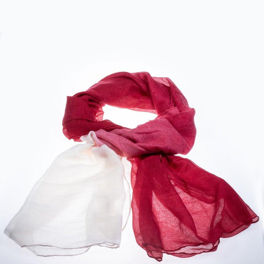 Eșarfă la Modă, 100% Viscoză, 180 cm x 85 cm, ROȘU ȘI ALB - Galeria de Bijuterii