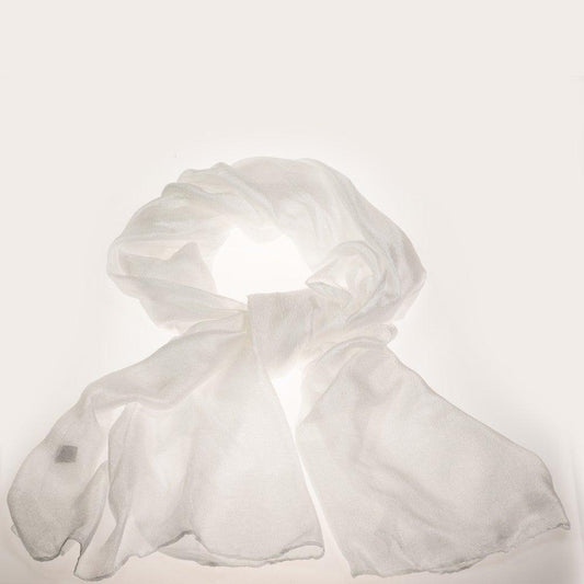 Eșarfă la Modă, 100% Viscoză, cu efect de Mătase, 180 cm x 85 cm, ALBĂ - Galeria de Bijuterii