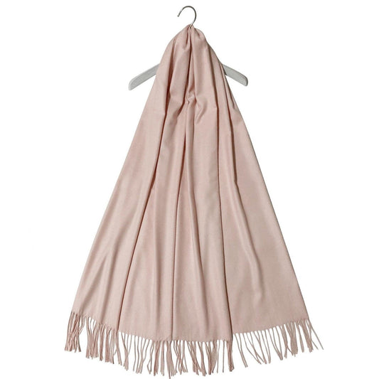 Eșarfă-Șal 100% Cașmir Pashmina Autentic , 70 cm x 180 cm, Culoare Somon Pal - Galeria de Bijuterii