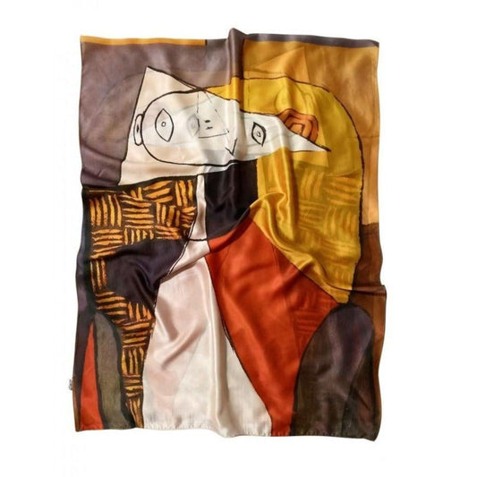 Eșarfă-Șal de Mătase , 70 cm x 180 cm, Picasso - Portrait Style - Galeria de Bijuterii