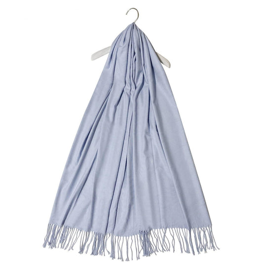 Eșarfă-Șal 100% Cașmir Pashmina Autentic , 70 cm x 180 cm, Albastru Deschis - Galeria de Bijuterii