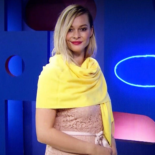 Eșarfă-Șal 100% Cașmir Pashmina Autentic, 70 cm x 180 cm, Galbenă - Galeria de Bijuterii