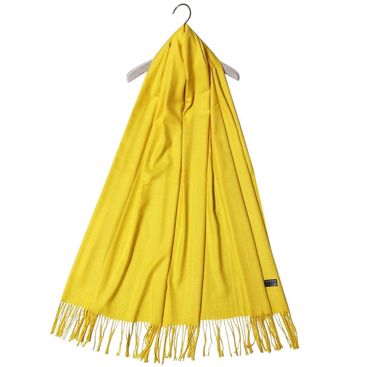 Eșarfă-Șal 100% Cașmir Pashmina Autentic, 70 cm x 180 cm, Galbenă - Galeria de Bijuterii