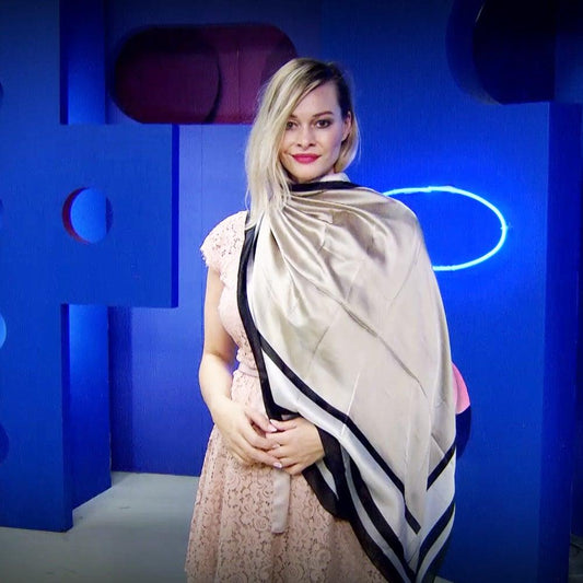 Eșarfă-Șal 100% din Mătase Reală, 90 cm x 180 cm, Bej - Galeria de Bijuterii