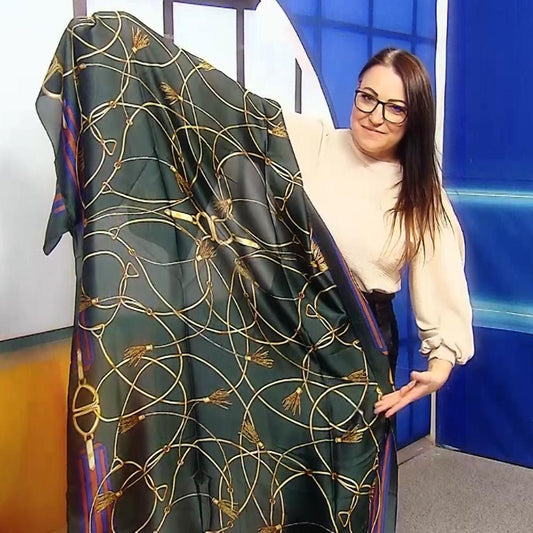 Eșarfă-Șal din Mătase 100% Autentică, 90cm x 180 cm, Verde - Galeria de Bijuterii