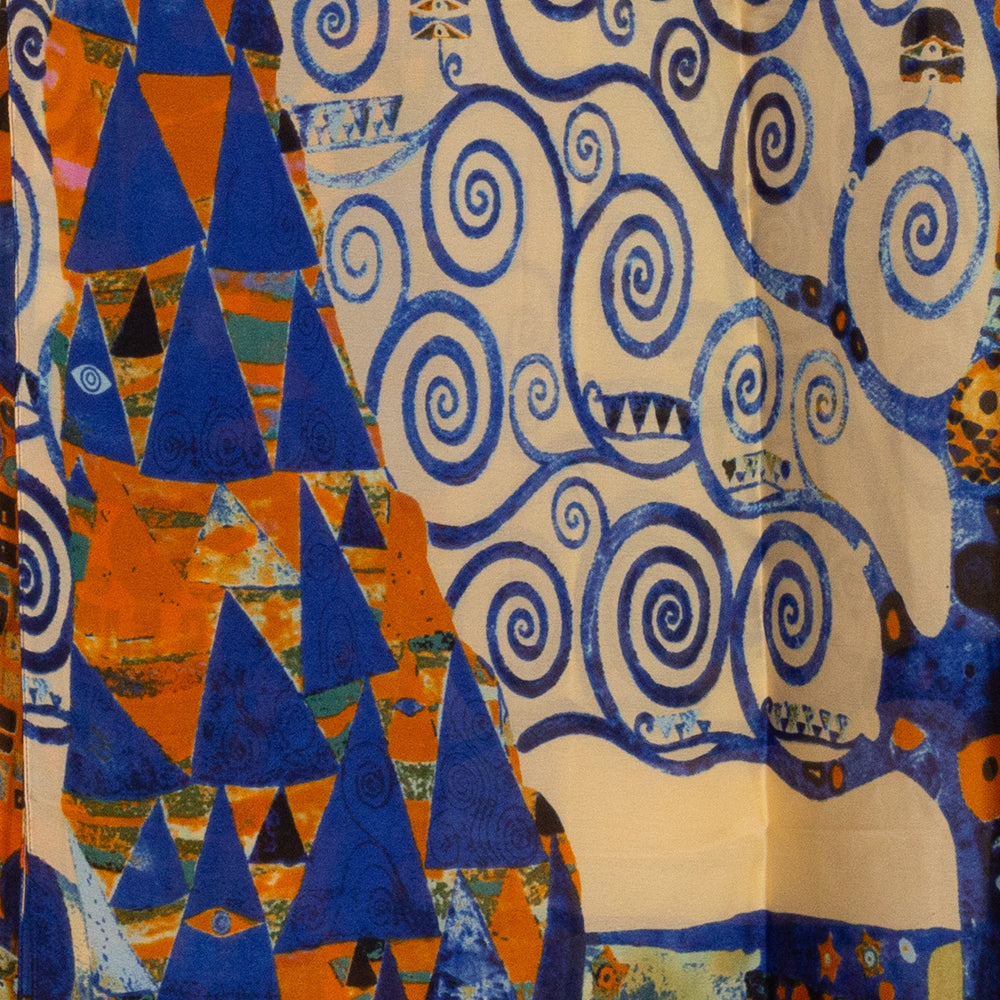 Eșarfă 100% din Mătase, 90 cm x 180 cm, Klimt "Copacul vieții", impresionist