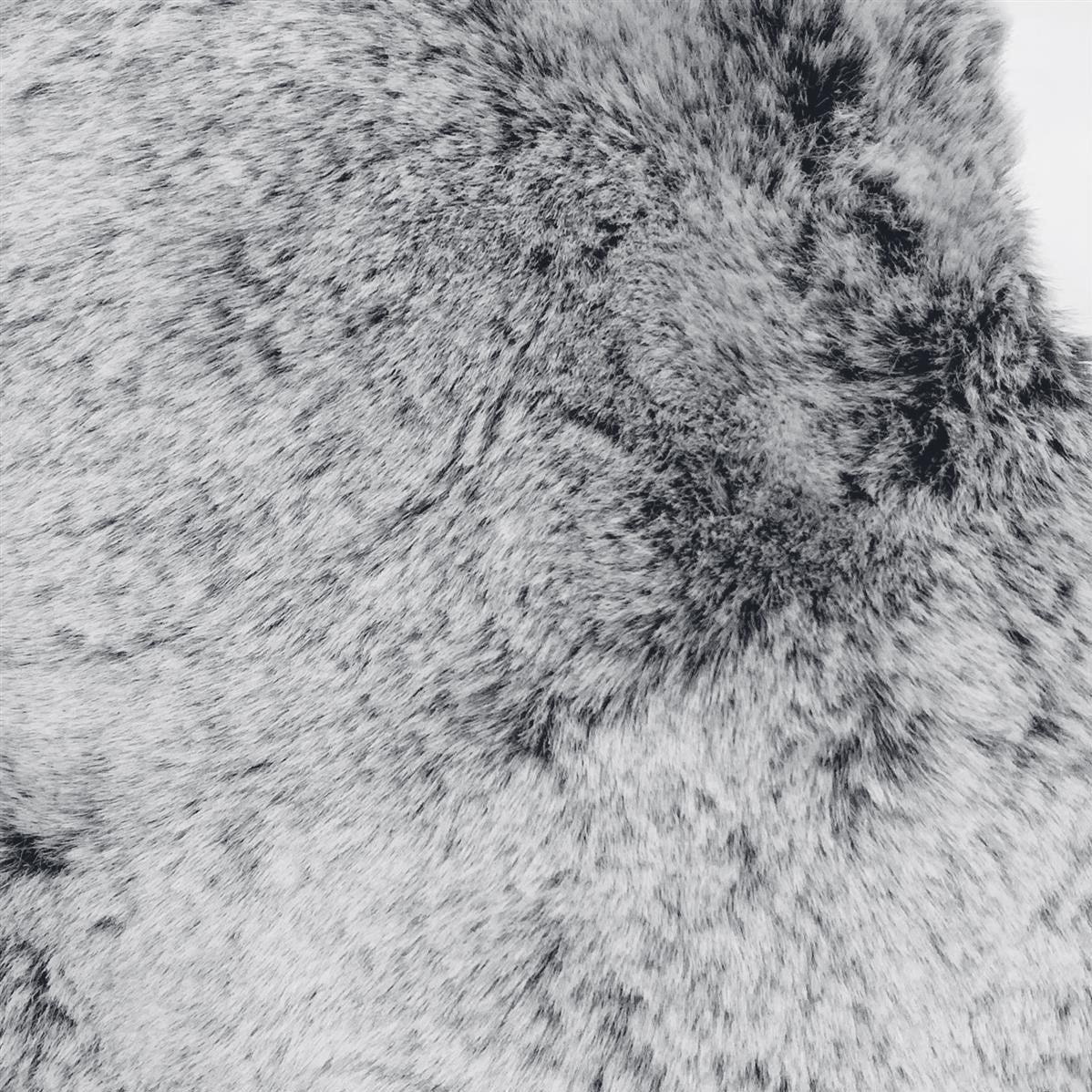 Eșarfă Răsucită din Blană Sintetică, 22 cm x 40 cm, Alb-Negru - Galeria de Bijuterii