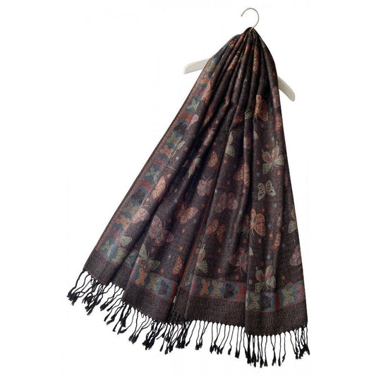 Eșarfă-Șal 100% Cașmir Pashmina Autentic, 70 cm x 180 cm, Model Fluture - Galeria de Bijuterii