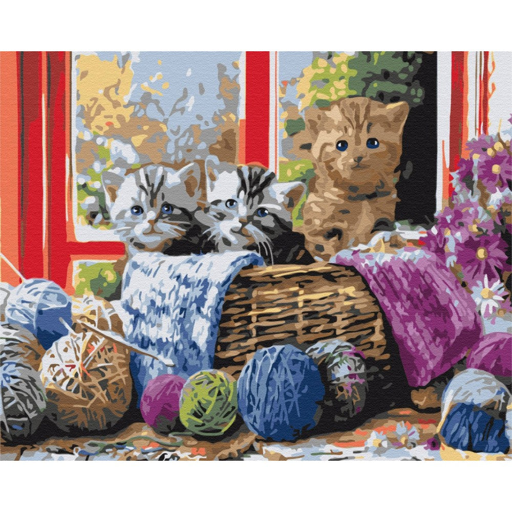 Trusă de pictură cu numere "Pisicuțe într-un coș", 40x50 cm