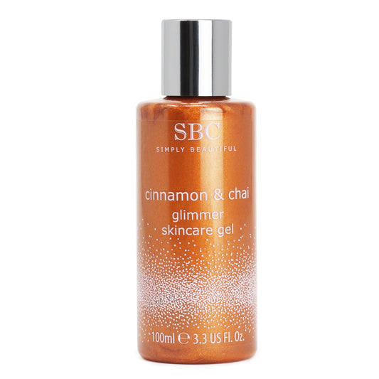 Gel Glimmer de Îngrijire a Pielii pentru față și corp cu efect sclipitor, Scorțișoară & Chai, 100 ml - Galeria de Bijuterii