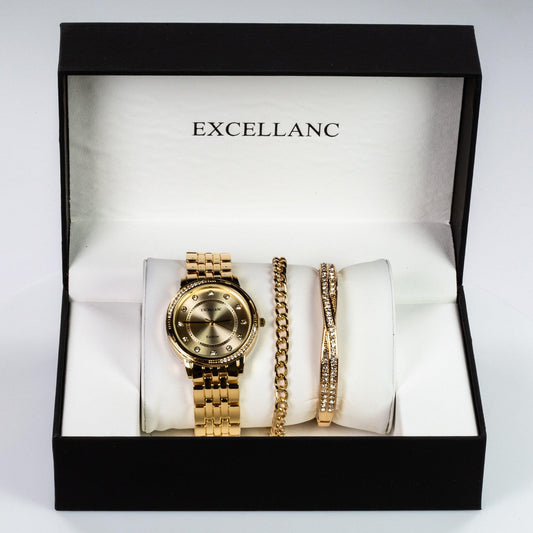 Excellanc gift set, ladies, watch, bracelet, bangle, gold-colored - Galeria de Bijuterii