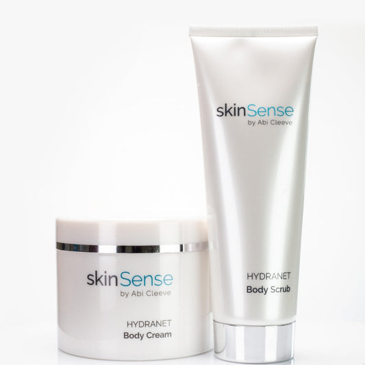 Colecția SkinSense pentru Îngrijirea Pielii în 2 pași: SkinSense Cremă de corp 400 ml și Exfoliant de corp 200 ml