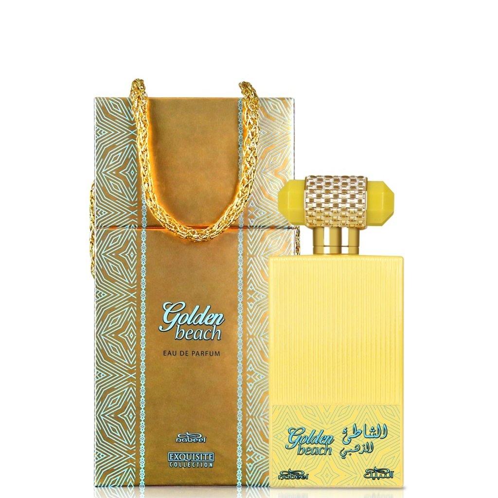 100 ml Eau de Parfum Golden Beach cu Arome de Chihlimbar-Vanilie pentru Femei și Bărbați - Galeria de Bijuterii