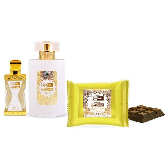 50 ml Eau de Parfum + 20 ml Ulei de parfum + 40 g Bakhoor Makh Mikh SET CADOU -cu Arome Floral Orientale pentru Femei și Bărbați - Galeria de Bijuterii