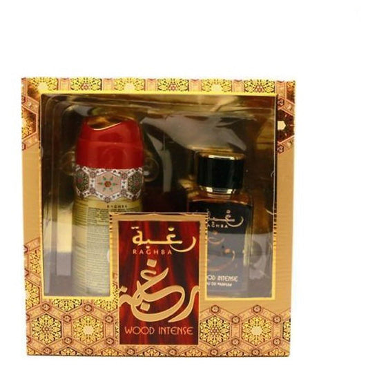 100 ml Parfum Raghba Wood cu Arome Intense + Cadou 200 ml Deodorant cu Arome  Intense Dulci Orientale pentru Bărbați - Galeria de Bijuterii