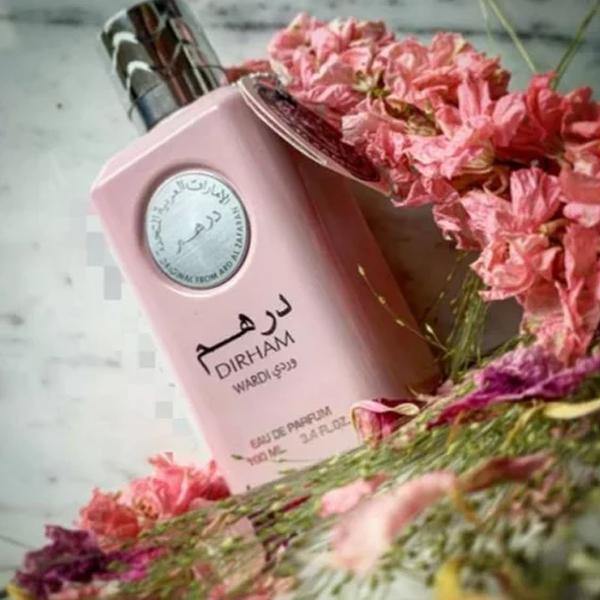 100 ml Eau de Parfume Dirham Wardi cu Arome Dulci Fructate-Florale pentru Femei - Galeria de Bijuterii