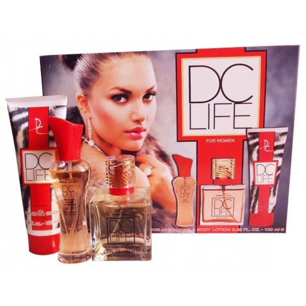 SET CADOU cu 100 ml + 30 ml EDT DC LIFE cu Arome Dulci Fructat-Florale pentru Femei + 100 ml Loțiune de corp 1 