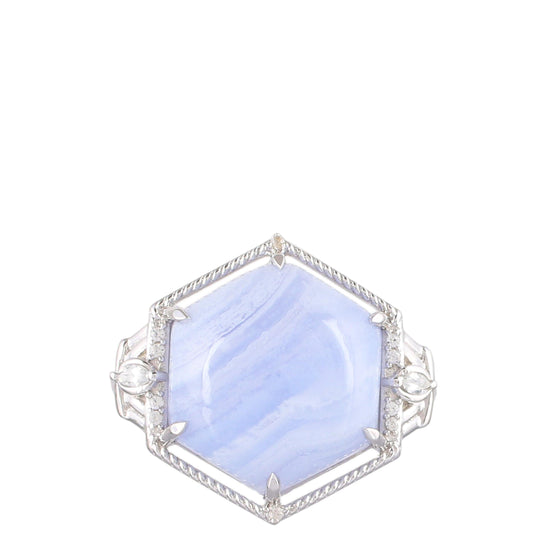 Inel din Argint cu Agat Albastru și Zircon Natural - Galeria de Bijuterii