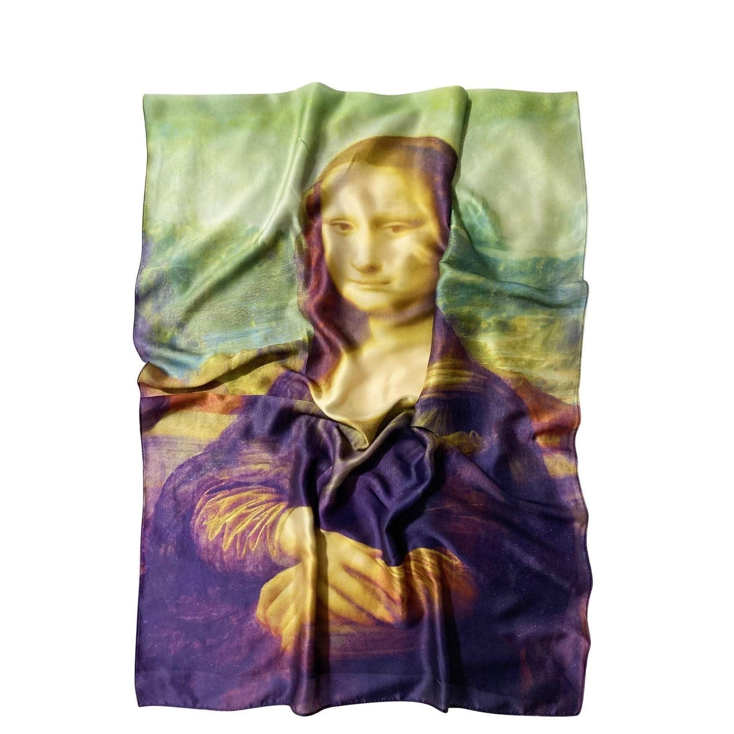 Eșarfă-Șal de Mătase, 70 cm x 180 cm, Model Leonardo Da Vinci - Mona Lisa - Galeria de Bijuterii