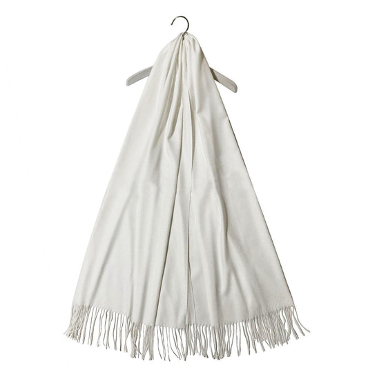 Eșarfă-Șal 100% Cașmir Pashmina Autentic, 70 cm x 170 cm, Albă - Galeria de Bijuterii