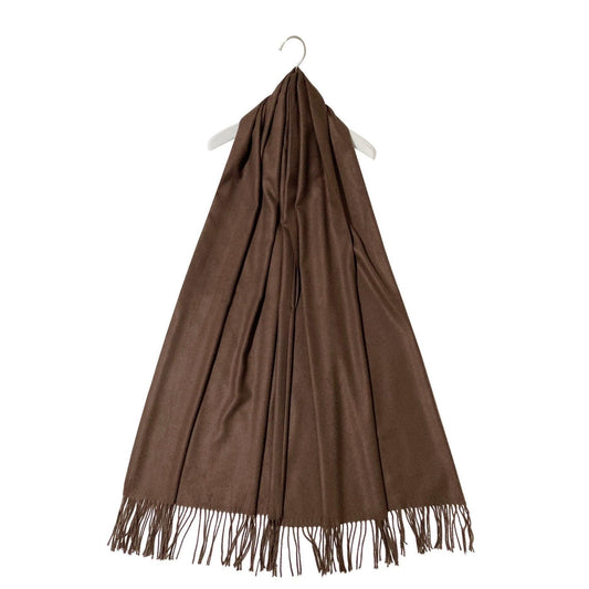 Eșarfă-Șal 100% Cașmir Pashmina Autentic, 70 cm x 170 cm, Maro Închis Mahon - Galeria de Bijuterii