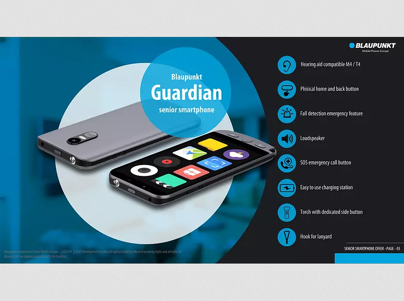 Telefon mobil Blaupunkt Guardian Senior cu buton de urgență
