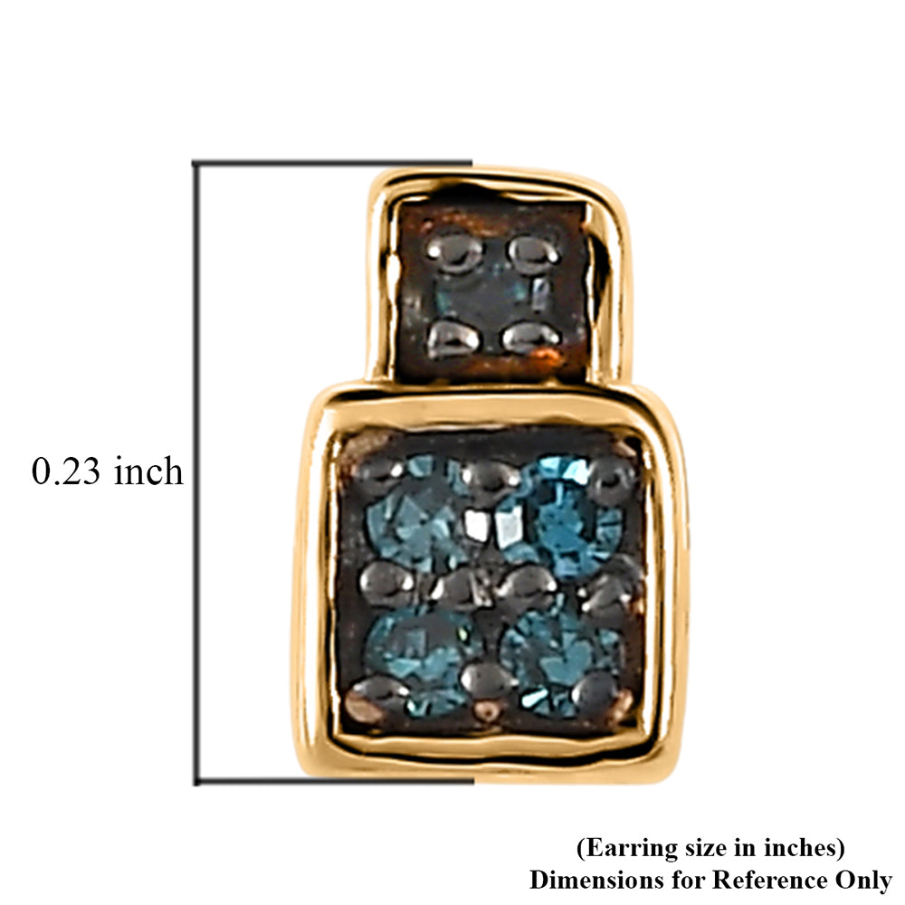Cercei din Aur de 9K ( 0.56 grame ) cu Diamant Albastru 0.05 Carate