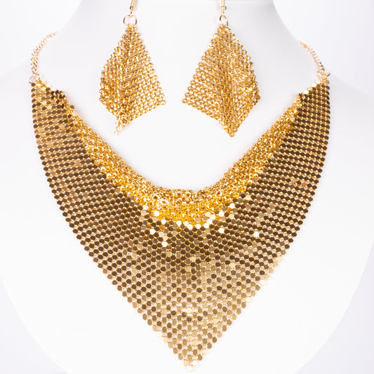 Set din Aliaj Placat cu Aur cu Cristal Șampanie Emporia® ( Colier+Cercei )