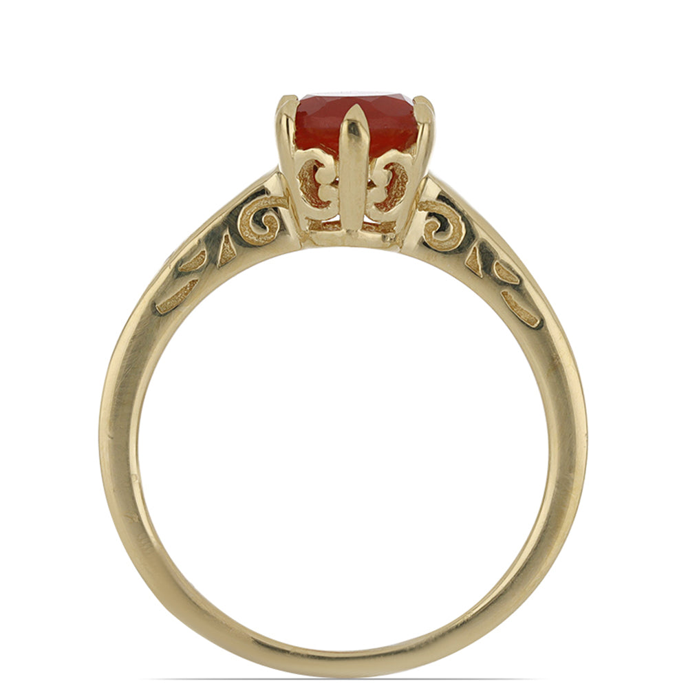 Inel din Argint 925 Placat cu Aur ( 2.58 grame ) cu Cuarț Roșu Spruce Pine 0.73 Carate