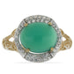 Inel din Argint 925 Placat cu Aur ( 3.38 grame ) cu Agată Verde și Topaz Alb 4.96 Carate