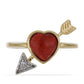 Inel din Argint 925 Placat cu Aur cu Coral Roșu Burete și Topaz Alb