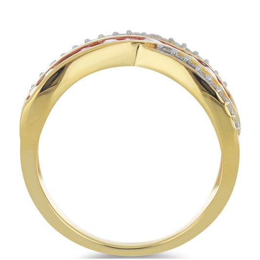 Inel din Aur de 9K cu Safir Roz și Diamant Alb