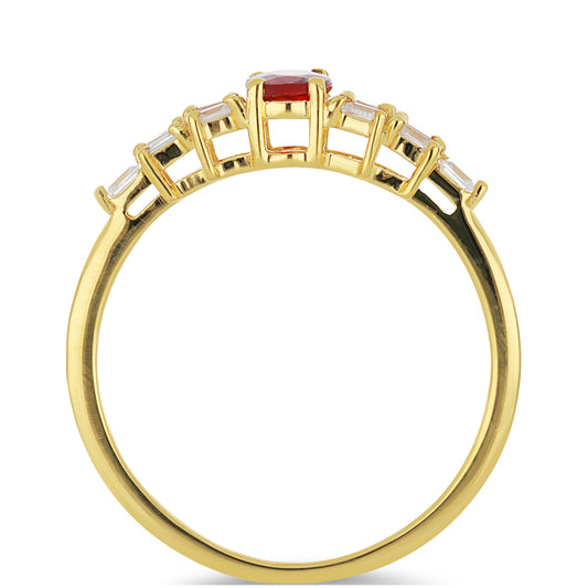 Inel din Aur de 9K ( 1.85 grame ) cu Safir Roșu Rosebery și Zircon Alb 1.16 Carate