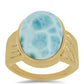 Inel din Argint 925 Placat cu Aur ( 4.79 grame ) cu Larimar(Piatra delfinului) 9.64 Carate