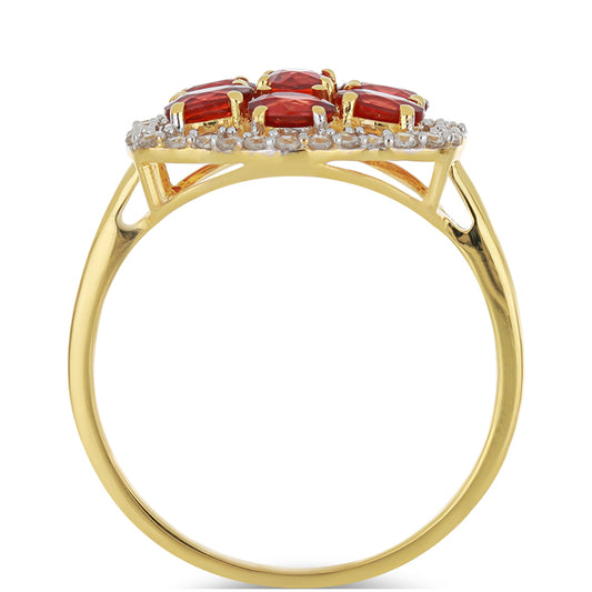 Inel din Aur de 9K ( 2.15 grame ) cu Safir Roșu Rosebery și Zircon Alb Natural 1.97 Carate